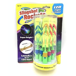 Cool Builders Light-Up Rockets Slingshot - Pull Back and Launches up to 36 Meters Day & Night Fun Flying Action Outdoor Toys for Boys and Girls (Light Up Slingshot Rockets) in Kuwait