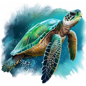 SKRYUIE 5D Sea Turtle Diamond Art Painting Kit - DIY Diamond Art Animal, Full Round Drill - Crystal Embroidery Cross Stitch - Adult Craft for Wall & Office Decor - 12x16inch in Saudi Arabia