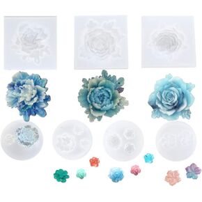 ملوكيها 7 قطع من قوالب صب الراتنج على شكل زهرة من السيليكون، ادوات صنع المجوهرات، قوالب صب لمشروع سلسلة المفاتيح والحرف اليدوية in Kuwait