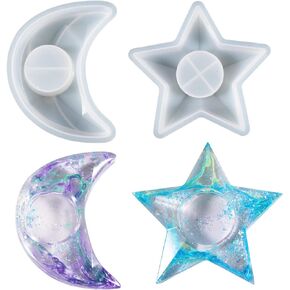 قوالب راتنج لوكسوين، قوالب شموع على شكل قمر ونجوم شموع شمعية من الإيبوكسي الراتنج لصب الراتنج، قوالب سيليكون الشموع لتزيين الطاولة المنزلية in Kuwait