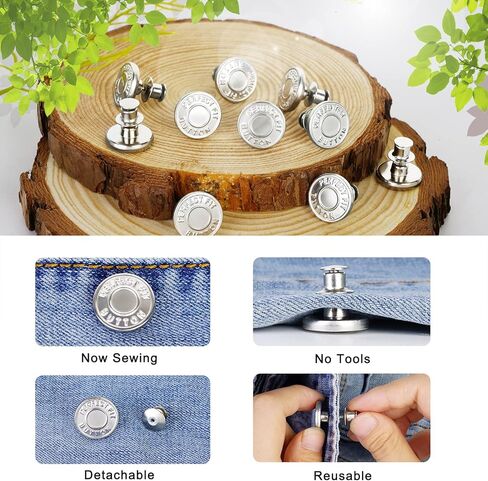 12 مجموعة من دبابيس أزرار الجينز للجينز، بدون خياطة ولا أدوات استبدال دبابيس أزرار الجينز للجينز كبيرة جدًا وقابلة لإعادة الاستخدام وقابلة للتعديل in Kuwait