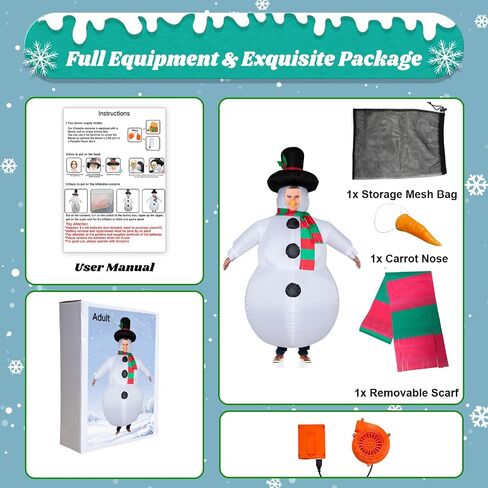 Inflatable Snowman Costume Christmas Costume Funny Blow Up Snowman Costumes for Cosplay Party in Kuwait