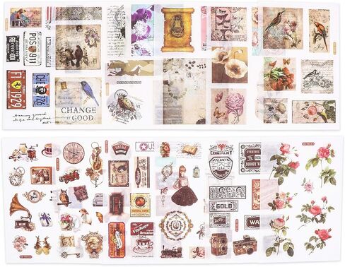 كنايد مجموعة ملصقات عتيقة - ملصق مزخرف لسجل القصاصات، الحرف الفنية التي تصنعها بنفسك، البوم، دفتر اليوميات، دفتر اليوميات، المخططات، التقويمات والنوت بوك in Kuwait