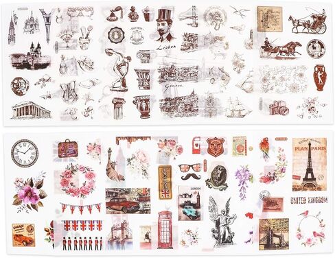 كنايد مجموعة ملصقات عتيقة - ملصق مزخرف لسجل القصاصات، الحرف الفنية التي تصنعها بنفسك، البوم، دفتر اليوميات، دفتر اليوميات، المخططات، التقويمات والنوت بوك in Kuwait