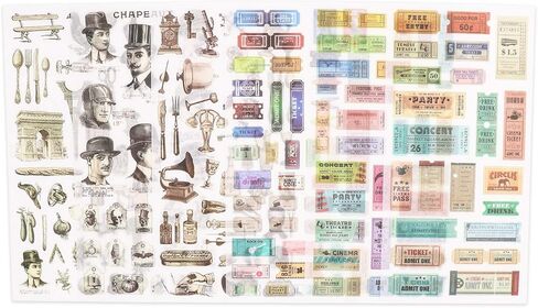 كنايد مجموعة ملصقات عتيقة - ملصق مزخرف لسجل القصاصات، الحرف الفنية التي تصنعها بنفسك، البوم، دفتر اليوميات، دفتر اليوميات، المخططات، التقويمات والنوت بوك in Kuwait