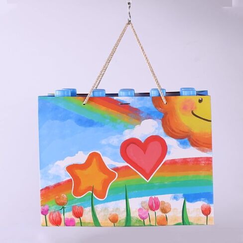 Ranfashiong Large 13.7"x10.2"x5.1"Gift Bag with Handles and Tissue Paper For Children's Birthday Party Guests Kids Gift Wrapping Colorful Rainbow Newborn Baby Shower in Kuwait