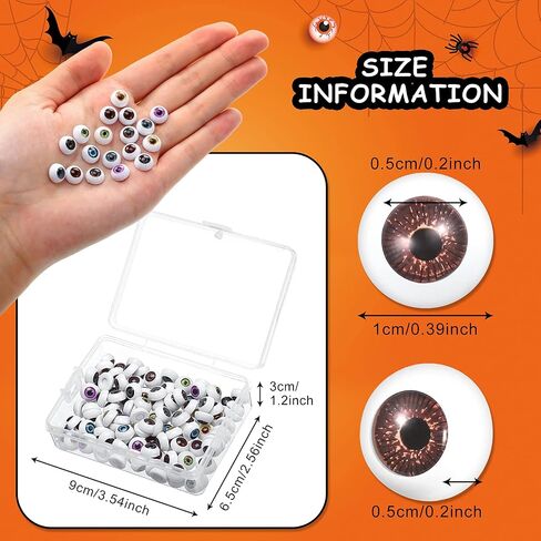 60 Pieces Halloween Eyeballs Props Plastic Scary Fake Eyeballs Party Decoration Eyeballs Halloween Decorative Eyes Horror Props with Clear Storage Box for Halloween Trick Party or Decor, 10 Colors in Saudi Arabia
