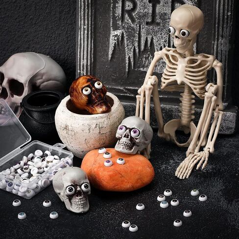 60 Pieces Halloween Eyeballs Props Plastic Scary Fake Eyeballs Party Decoration Eyeballs Halloween Decorative Eyes Horror Props with Clear Storage Box for Halloween Trick Party or Decor, 10 Colors in Saudi Arabia