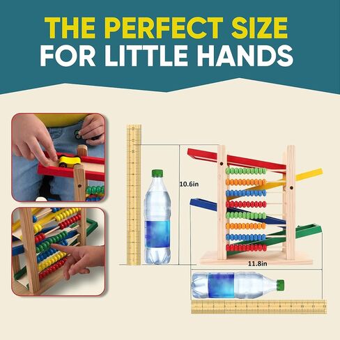 Montessori Toys for Toddlers, Car Track for Toddlers 3-5 with 4 Cars and a Wooden Abacus Toy for Kids Math - Wooden Toys Cars - Toddler Race Track- Autism Toys Car Ramp Toy in Saudi Arabia
