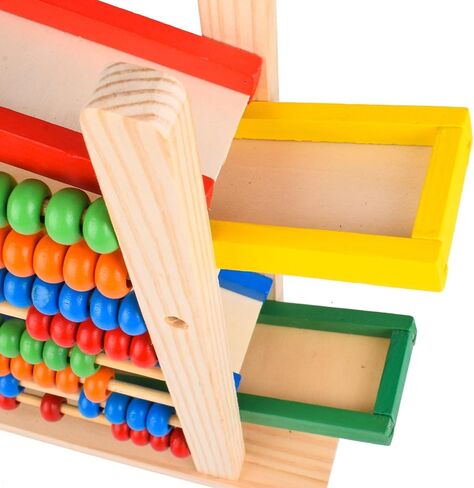 Montessori Toys for Toddlers, Car Track for Toddlers 3-5 with 4 Cars and a Wooden Abacus Toy for Kids Math - Wooden Toys Cars - Toddler Race Track- Autism Toys Car Ramp Toy in Saudi Arabia