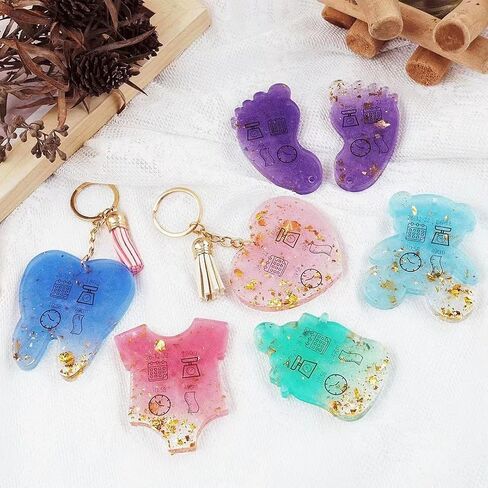 اكس اكس كيه جيه اس زد جيه كيو قوالب سلسلة مفاتيح من الراتنج، 7 قطع من قوالب سيليكون لراتنج الايبوكسي مع ثقوب، للحرف اليدوية اليدوية والقلادات والقلائد وسلسلة المفاتيح in Kuwait