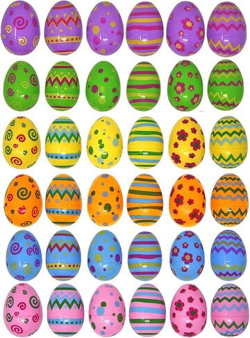 JOYIN 72 Pcs Plastic Printed Bright Easter Eggs 2.3" Tall for Easter Hunt, Basket Stuffers Fillers, Classroom Prize Supplies, Filling Treats and Party Favor in Saudi Arabia