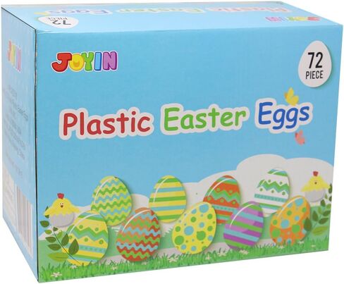 JOYIN 72 Pcs Plastic Printed Bright Easter Eggs 2.3" Tall for Easter Hunt, Basket Stuffers Fillers, Classroom Prize Supplies, Filling Treats and Party Favor in Saudi Arabia