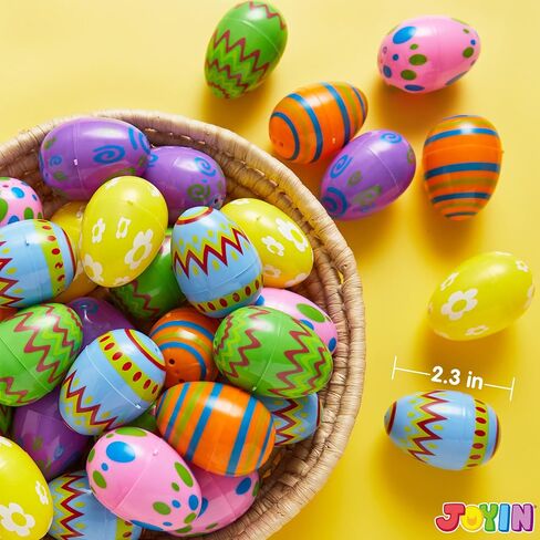 JOYIN 72 Pcs Plastic Printed Bright Easter Eggs 2.3" Tall for Easter Hunt, Basket Stuffers Fillers, Classroom Prize Supplies, Filling Treats and Party Favor in Saudi Arabia