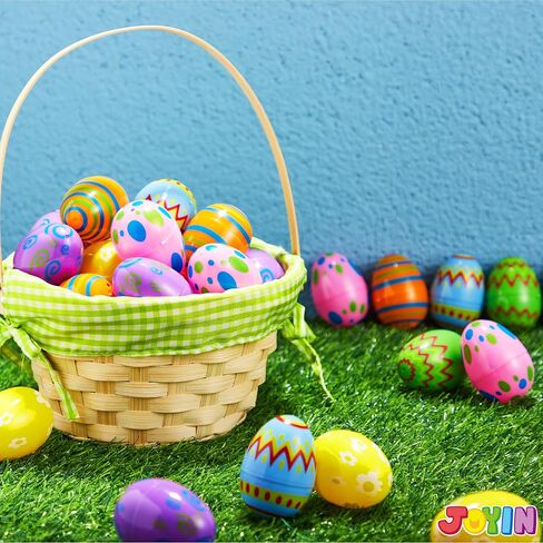 JOYIN 72 Pcs Plastic Printed Bright Easter Eggs 2.3" Tall for Easter Hunt, Basket Stuffers Fillers, Classroom Prize Supplies, Filling Treats and Party Favor in Saudi Arabia