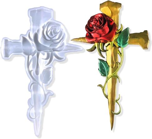 Rifanda 3D Halloween الراتنج قوالب السيليكون، روز الصليب قوالب السيليكون لراتنجات الايبوكسي، قوالب صب الراتنج الكبيرة DIY الحلي الفن تمثال الجدول الجدار شنقا ديكور in Kuwait