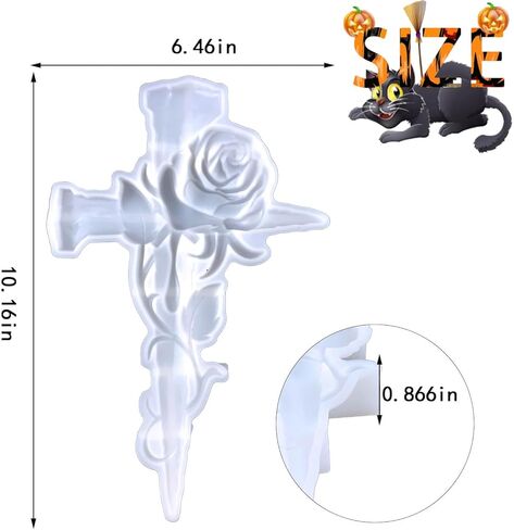 Rifanda 3D Halloween الراتنج قوالب السيليكون، روز الصليب قوالب السيليكون لراتنجات الايبوكسي، قوالب صب الراتنج الكبيرة DIY الحلي الفن تمثال الجدول الجدار شنقا ديكور in Kuwait