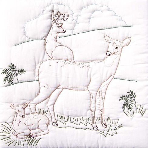 لحاف Jack Dempsey Needle Art 732199 Deer Family 6 قطع بلوك، 45.7 سم في 45.7 سم، أبيض in Saudi Arabia