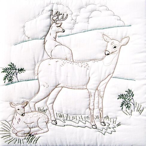 لحاف Jack Dempsey Needle Art 732199 Deer Family 6 قطع بلوك، 45.7 سم في 45.7 سم، أبيض in Saudi Arabia