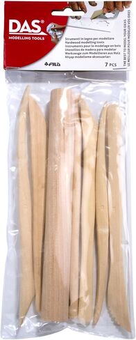 DAS Modelling Tools – 7-Piece Clay Modeling Tools Set - Beginner Clay Tools for All Artists - Versatile Wooden Tools for Shaping and Carving - Wooden Tools Ideal for Clay Projects in Kuwait