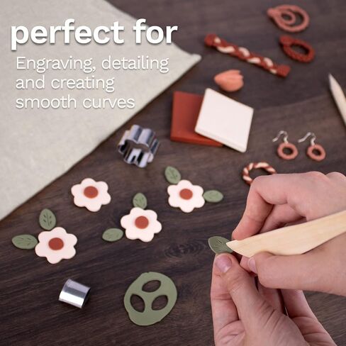 DAS Modelling Tools – 7-Piece Clay Modeling Tools Set - Beginner Clay Tools for All Artists - Versatile Wooden Tools for Shaping and Carving - Wooden Tools Ideal for Clay Projects in Kuwait