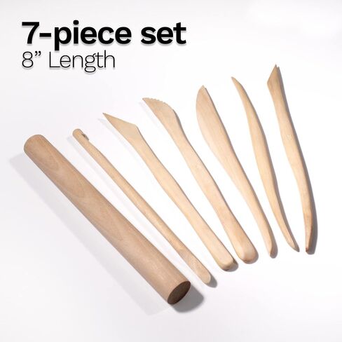 DAS Modelling Tools – 7-Piece Clay Modeling Tools Set - Beginner Clay Tools for All Artists - Versatile Wooden Tools for Shaping and Carving - Wooden Tools Ideal for Clay Projects in Kuwait