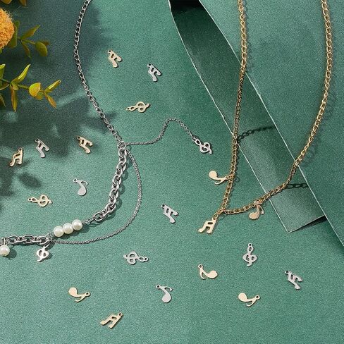 UNICRAFTALE about 60pcs 2 Colors Musical Note Pendants 304 Stainless Steel Charms 1mm Hole Instruments Shape Pendants Hypoallergenic Metal Charms for DIY Jewellery, Stainless Steel, No Gemstone in Saudi Arabia