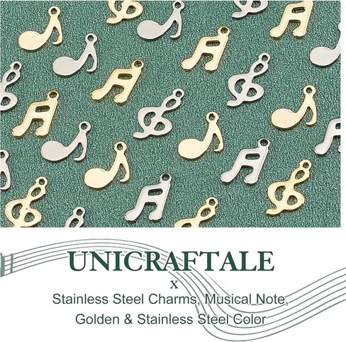 UNICRAFTALE about 60pcs 2 Colors Musical Note Pendants 304 Stainless Steel Charms 1mm Hole Instruments Shape Pendants Hypoallergenic Metal Charms for DIY Jewellery, Stainless Steel, No Gemstone in Saudi Arabia