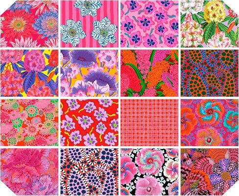 مجموعة Kaffe Fassett Collective لشهر أغسطس 2023، حزمة Hot Charm Pack، 42 مربعًا مقاس 5 بوصة، FreeSpirit in Kuwait