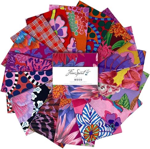 مجموعة Kaffe Fassett Collective لشهر أغسطس 2023، حزمة Hot Charm Pack، 42 مربعًا مقاس 5 بوصة، FreeSpirit in Kuwait