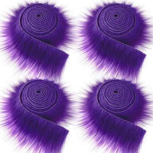 4 Pieces Faux Fox Fur Square Fabric Shaggy Fur Patches Fabric Cuts Chair Cover Seat Cushion Pad for DIY Craft (Rose Red,2 x 59 Inch) in Saudi Arabia