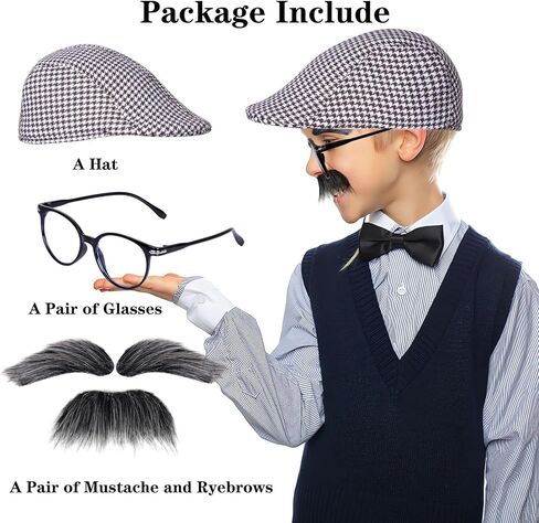 إكسسوارات تنكرية للأطفال من Honcloud أزياء الجد للمدرسة لمدة 100 يوم للأطفال والتي بلغت ذروتها ونظارات الشارب والحاجب in Kuwait