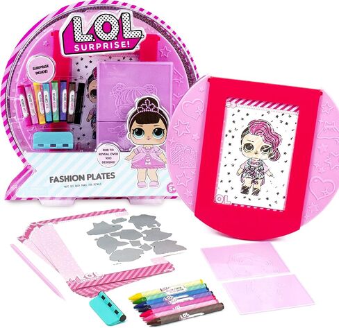 L.O.L. Surprise! Fashion Plates by Horizon Group USA,DIY Fashion Design Activity Kit, Make Over 100 Designs, 14 Fashion Plates, 20 Sheets of Paper, 1 Scratch Art Sheet, 7 Crayons Included, Multicolor in Saudi Arabia