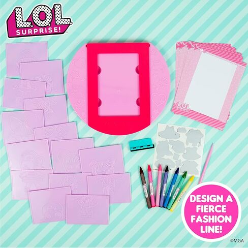 L.O.L. Surprise! Fashion Plates by Horizon Group USA,DIY Fashion Design Activity Kit, Make Over 100 Designs, 14 Fashion Plates, 20 Sheets of Paper, 1 Scratch Art Sheet, 7 Crayons Included, Multicolor in Saudi Arabia