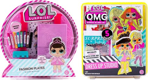 L.O.L. Surprise! Fashion Plates by Horizon Group USA,DIY Fashion Design Activity Kit, Make Over 100 Designs, 14 Fashion Plates, 20 Sheets of Paper, 1 Scratch Art Sheet, 7 Crayons Included, Multicolor in Kuwait