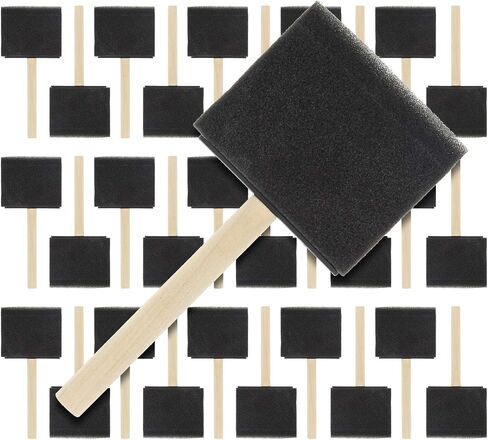 US Art Supply 3 inch Foam Sponge Wood Handle Paint Brush Set, Pack of 15 in Kuwait