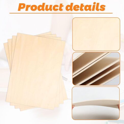 Wpxmer 16 PCS Basswood Sheets, Thin Balsa Wood Sheets 1/16 for Craft Wood Veneer Sheet, 12" x 8" Plywood Sheets for Wood Burning, DIY Projects in Kuwait