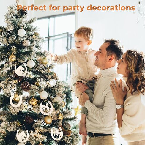 DLOnline 48 Pieces Unfinished Horseshoes Shape Wooden Cutouts, 4 Styles Cowboy Decor Wood Slices, Horse Shaped Blank Wood Discs for Home DIY, Western Party Decorations, Kids Handicrafts in Kuwait