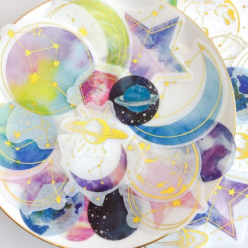 60Pcs Stickers Set Gold Feather Bohemia Big Size Journal Stickers for Planner DIY Crafts Embelishment Diary 30 Designs Each 2pcs (Feather（liulangjisaipu）) in Kuwait