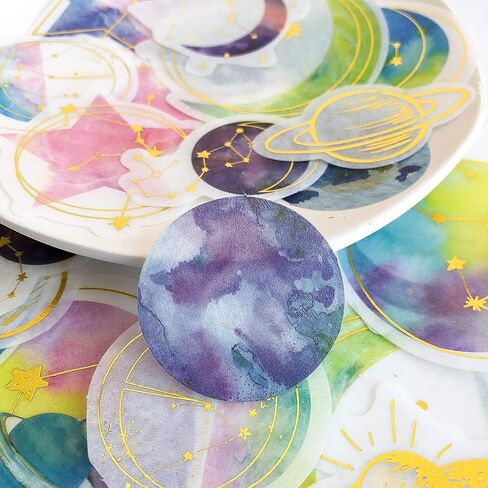 60Pcs Stickers Set Gold Feather Bohemia Big Size Journal Stickers for Planner DIY Crafts Embelishment Diary 30 Designs Each 2pcs (Feather（liulangjisaipu）) in Kuwait