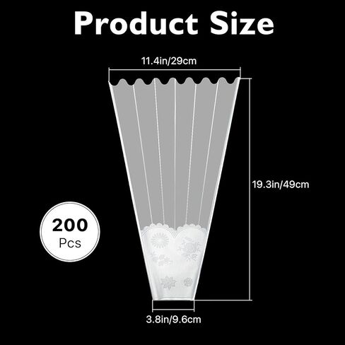 ميلكاري اكياس باقة زهور من 200 قطعة، ورق تغليف بلاستيكي شفاف مع شريط ملفوف لعيد الحب وعيد الام والزفاف واعياد الميلاد والحفلات وحفلات التخرج in Kuwait