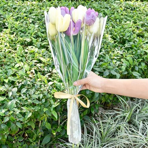 ميلكاري اكياس باقة زهور من 200 قطعة، ورق تغليف بلاستيكي شفاف مع شريط ملفوف لعيد الحب وعيد الام والزفاف واعياد الميلاد والحفلات وحفلات التخرج in Kuwait