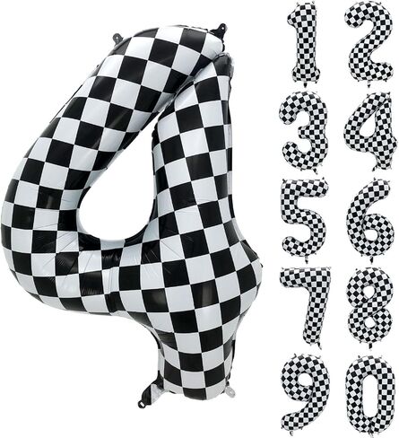 VitaCraft, Checkered 1 Balloon Number - 40 Inch | Checkered 1 Birthday Balloon | Jumbo Black and White Number Balloon | Two Fast Race Car Birthday Party Decorations in Saudi Arabia