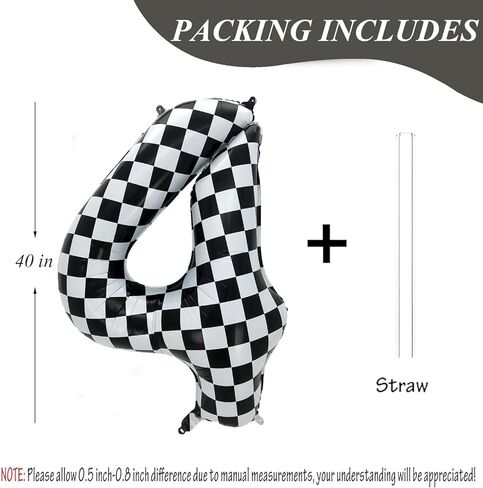 VitaCraft, Checkered 1 Balloon Number - 40 Inch | Checkered 1 Birthday Balloon | Jumbo Black and White Number Balloon | Two Fast Race Car Birthday Party Decorations in Saudi Arabia