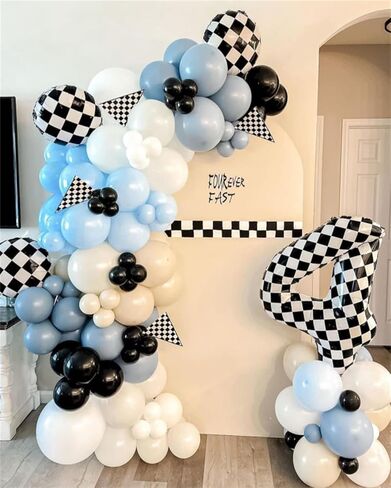 VitaCraft, Checkered 1 Balloon Number - 40 Inch | Checkered 1 Birthday Balloon | Jumbo Black and White Number Balloon | Two Fast Race Car Birthday Party Decorations in Saudi Arabia