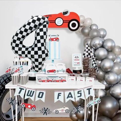 VitaCraft, Checkered 1 Balloon Number - 40 Inch | Checkered 1 Birthday Balloon | Jumbo Black and White Number Balloon | Two Fast Race Car Birthday Party Decorations in Saudi Arabia