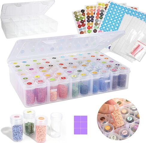 Diamond Painting Storage Containers Box, 60 Girds Bead Organizer Diamond Dots Storage Case with Diamond Painting Labels for Diamond Art Storage, Crafts Organizer for Diamond Painting Accessories in Kuwait