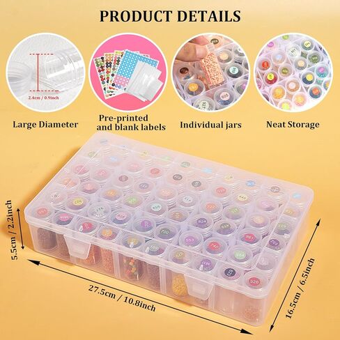 Diamond Painting Storage Containers Box, 60 Girds Bead Organizer Diamond Dots Storage Case with Diamond Painting Labels for Diamond Art Storage, Crafts Organizer for Diamond Painting Accessories in Kuwait