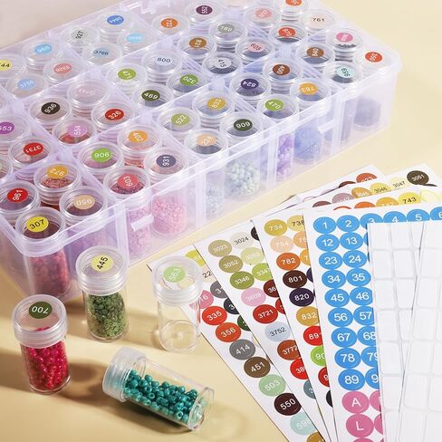 Diamond Painting Storage Containers Box, 60 Girds Bead Organizer Diamond Dots Storage Case with Diamond Painting Labels for Diamond Art Storage, Crafts Organizer for Diamond Painting Accessories in Kuwait