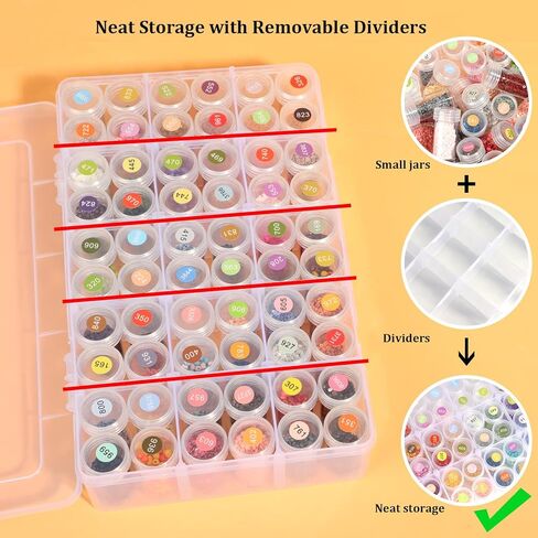Diamond Painting Storage Containers Box, 60 Girds Bead Organizer Diamond Dots Storage Case with Diamond Painting Labels for Diamond Art Storage, Crafts Organizer for Diamond Painting Accessories in Kuwait
